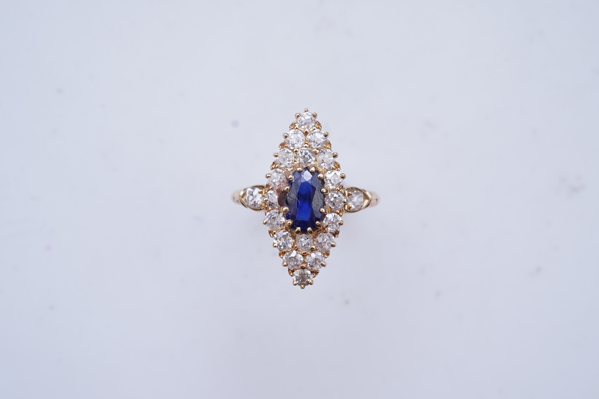 A Victorian sapphire and diamond ring, late 19th century